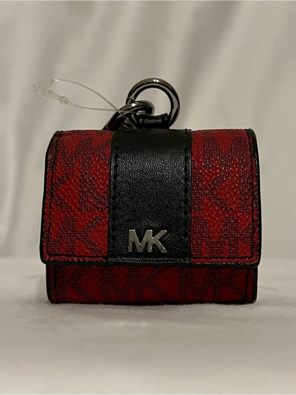 Michael Kors Red and Black MK Monogram AirPods Case Charm